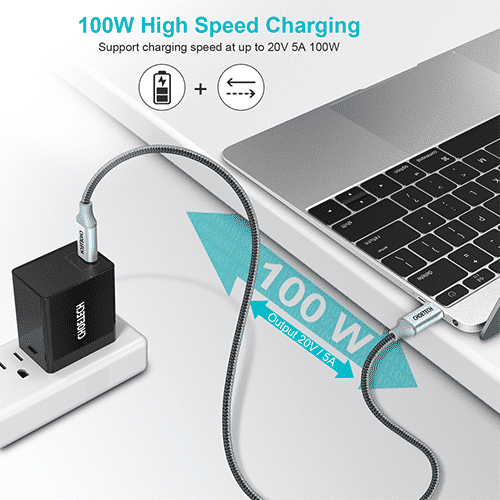 მობილურის კაბელი - Choetech XCC-1002 PD 100W Type-C to Type-C 1.8m nylon Cable