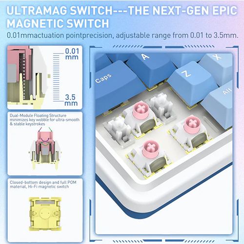 მექანიკური კლავიატურა - Redragon K709PLB Nova Magnetic Switch Glaciers Pulse