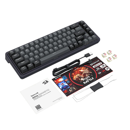 მექანიკური კლავიატურა - Redragon K709GB Nov Magnetic Switch Serene Gray