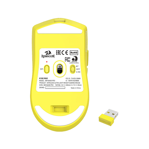უკაბელო ტენვადი Bluetooth მაუსი - Redragon M918-AKB-PRO King Max Anime AKB Yellow Rechargable WL BT