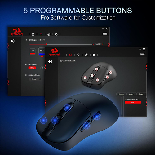 უკაბელო ტენვადი Bluetooth მაუსი - Redragon M998-STD-1K Ebony