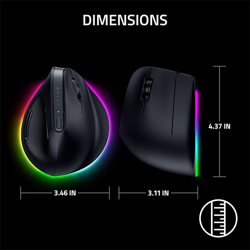 უკაბელო ტენვადი Bluetooh მაუსი - Razer Pro Click V2 Vertical Ed Black Rechargable WL BT