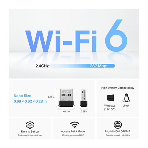 USB Wi-Fi მიმღები - TP-Link Archer TX1U Nano