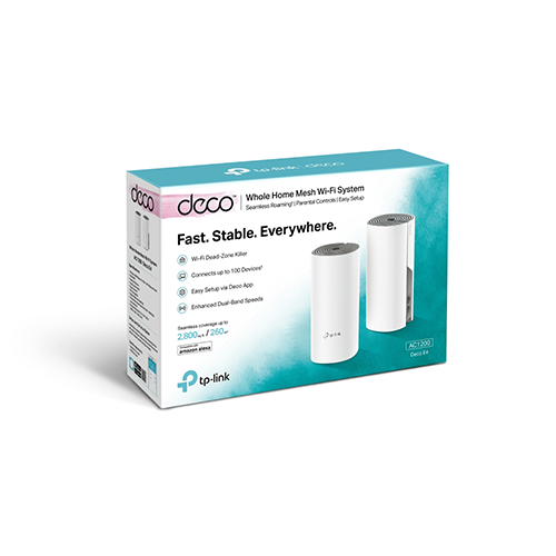 Wi-Fi როუტერი - TP-Link Deco E4 (2-Pack) AC1200 Whole Home Mesh