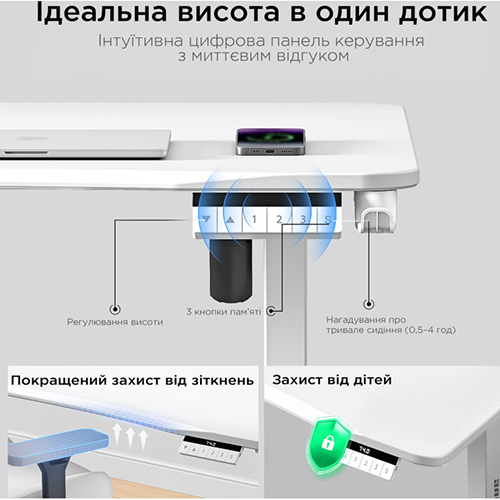 კომპიუტერის მაგიდა - AndaSeat Xtreme E With Electric Height Adjustment 140x73 White