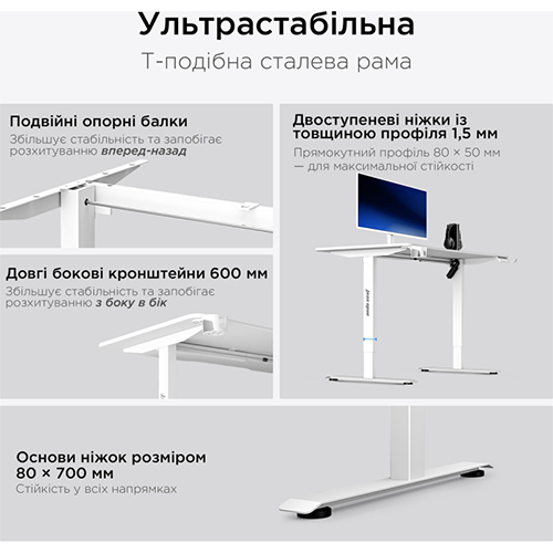 კომპიუტერის მაგიდა - AndaSeat Xtreme E With Electric Height Adjustment 140x73 White