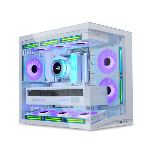 ქეისი - Lian Li O11 Dynamic Mini V2 Flow White - 5x120 Fan Reverse