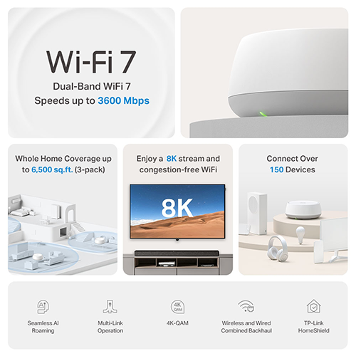 Wi-Fi Router - TP-Link BE22 BE3600 Mesh 3 Pack Wi-Fi 7