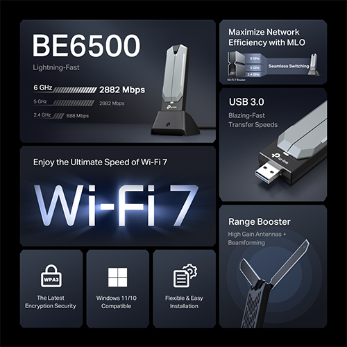 USB Wi-Fi მიმღები - TP-Link BE6500 Archer TBE400UH Wi-Fi 7