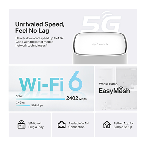 Wi-Fi როუტერი - TP-Link NX500 Archer AX3000 5G LTE Router + Sim Card Port