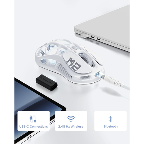 უკაბელო ტენვადი Bluetooth მაუსი - GravaStar Mercury M2 Opaline White Rechargeable WL BT