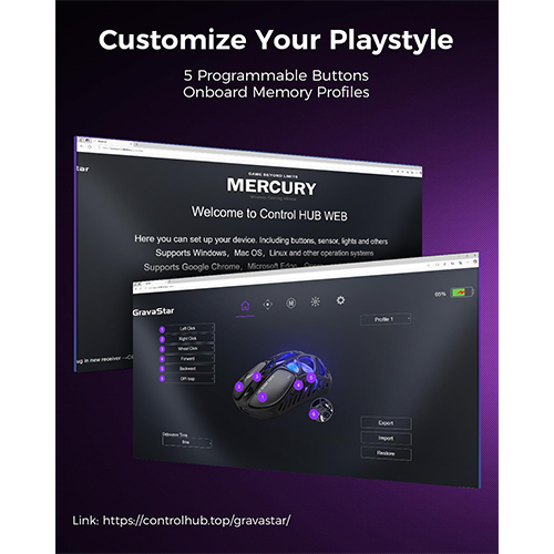 უკაბელო ტენვადი მაუსი - GravaStar Mercury X Pro 8K Black Rechargeable WL
