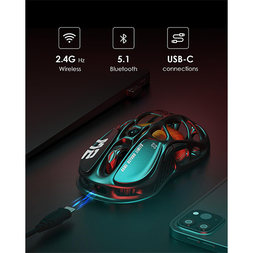 უკაბელო ტენვადი მაუსი - GravaStar Mercury M2 Black Rechargeable WL