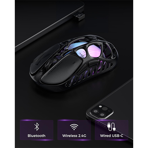 უკაბელო ტენვადი მაუსი - GravaStar Mercury X Black Rechargeable WL