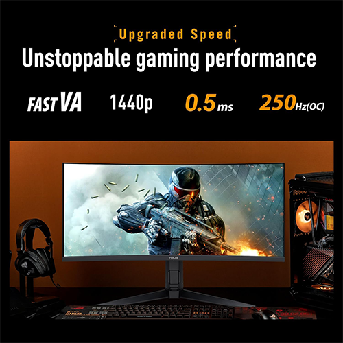 რკალური მონიტორი - Asus Tuf Gaming VG34WQML5A - 34 Inch / UWQHD / VA / 250 Hz / 0.5 Ms
