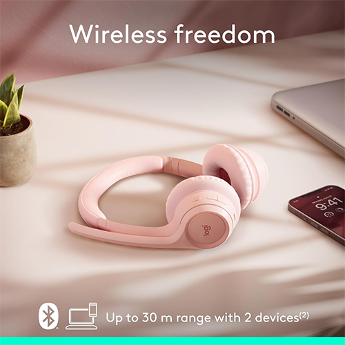 უკაბელო Bluetooth ყურსასმენი - Logitech Zone 300 Rose WL BT