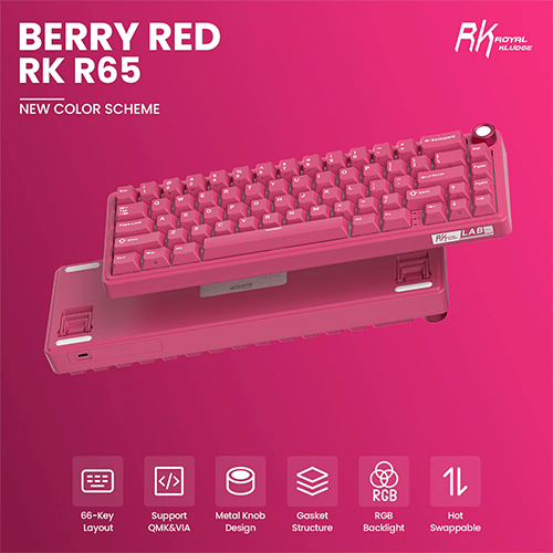 Mechanical Keyboard - Royal Kludge R65-BR-XH Berry Red