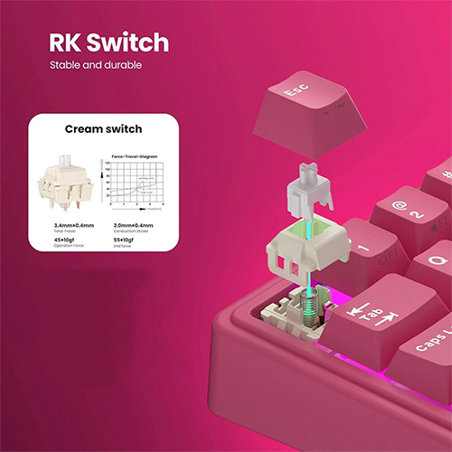 Mechanical Keyboard - Royal Kludge R65-BR-XH Berry Red