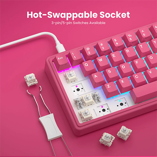 Mechanical Keyboard - Royal Kludge R65-BR-XH Berry Red