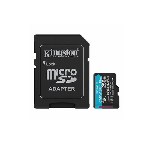 მეხსიერება - Micro SD Card Kingston 256 GB + Adapter Canvas Go Plus