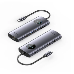 Multi ადაპტერი - Vention Type-C To HDMI USB 3.0x2 RJ45/SD/TF/PD MST Docking Station Grey 0.15მ Aluminum Alloy Type