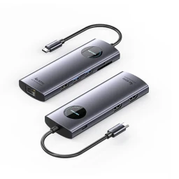 Multi ადაპტერი - Vention Type-C To HDMI USB 3.0x2 RJ45/SD/TF/PD MST Docking Station Grey 0.15მ Aluminum Alloy Type