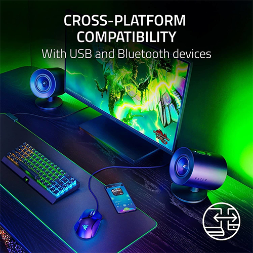 უკაბელო Bluetooth დინამიკი - Razer Nommo V 2.1 RGB Black BT