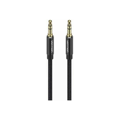 Aux კაბელი - Vention 3.5 mm Cotton Braided Aluminum Alloy Type Black 5მ