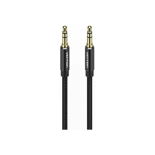 Aux კაბელი - Vention 3.5 mm Cotton Braided Aluminum Alloy Type Black 5მ
