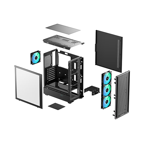 ქეისი - Deep Cool CC550 4F Black - 4x120 Fan ARGB