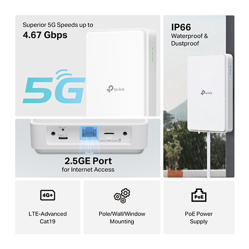Wi-Fi როუტერი - TP-Link NE200 5G LTE Router + Sim Card Port Outdoor