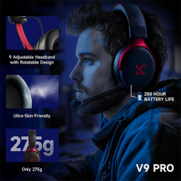 Wireless Bluetooth Headset - Mchose V9 Pro Black Red WL BT