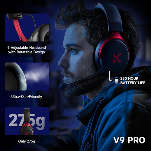 უკაბელო Bluetooth ყურსასმენი - Mchose V9 Pro Black Red WL BT