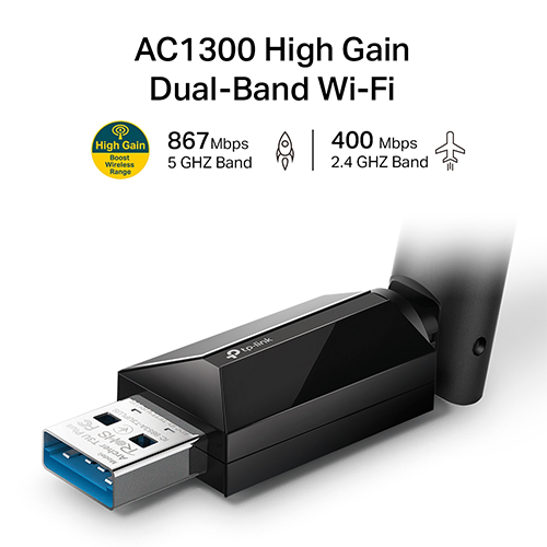 USB WiFi მიმღები - TP-Link Archer T3U Plus AC1300