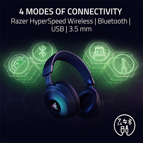 უკაბელო Bluetooth ყურსასმენი - Razer Kraken V4 Pro RGB USB Black WL BT