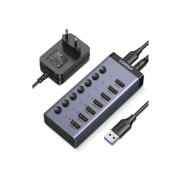 USB Hub 7 Port - Ugreen CM481 USB 3.0 Hub 15 სმ Gray