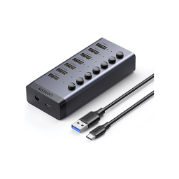 USB Hub 7 Port - Ugreen CM481 USB 3.0 Hub 15 სმ Gray