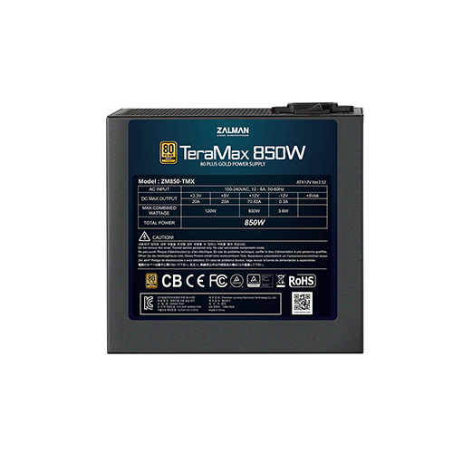 კვების ბლოკი - Zalman Teramax ZM850-TMX 850 Watt 80 Plus Gold Full Modular