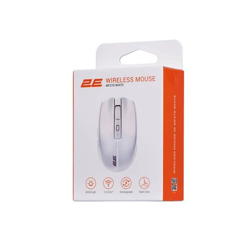 უკაბელო ტენვადი მაუსი - 2E MF270 Silent White Rechargeable WL