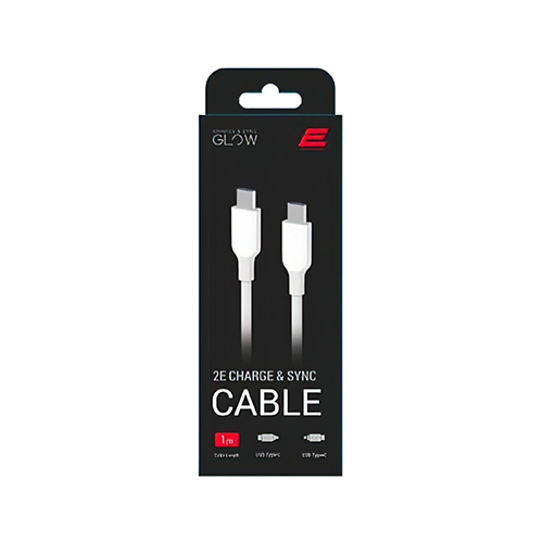 მობილურის კაბელი - 2E Cable Type-C To Type-C Glow 60W 1m White