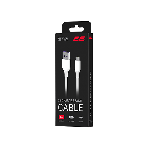 მობილურის კაბელი - 2E Cable USB-A - microUSB Glow 1m White