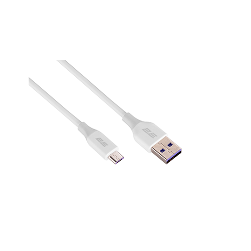 მობილურის კაბელი - 2E Cable USB-A - microUSB Glow 1m White