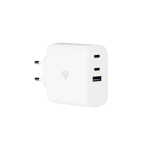 პლანშეტის დამტენი - 2Е Wall Charger 3xUSB GaN 65W, White