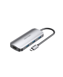 Multi ადაპტერი - Type-C to HDMI/USB 3.0x3/PD Docking Station 0.15M Gray Aluminum Alloy Type Vention