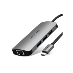 Multi ადაპტერი - Type-C To HDMI VGA USB 3.0 PD Docking Station 0.15M Gray Aluminum Alloy Type Vention