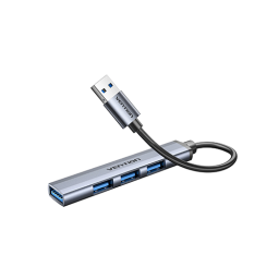USB Hub 4 Port - Vention USB 3.0 to USB 3.0/USB 2.0*3 Mini Hub 0.15M Gray Metal Type