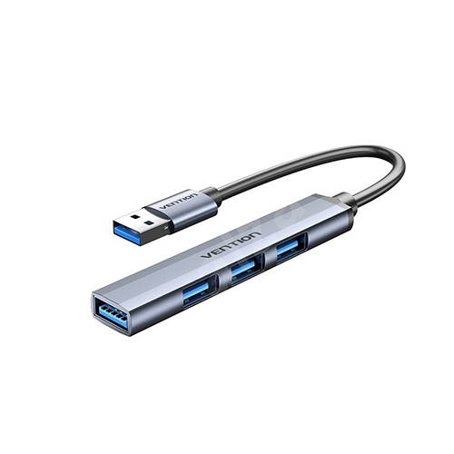 USB Hub 4 Port - Vention USB 3.0 To USB 3.0 USB 2.0 3 Mini Hub 0.15მ Gray Metal Type