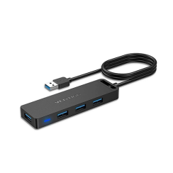 USB Hub 4 Port - Vention USB 3.0 Hub With Power Supply 0.5M Black