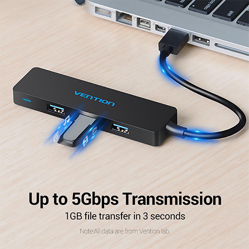 USB Hub 4 Port - Vention USB 3.0 Hub 0.15მ Black.