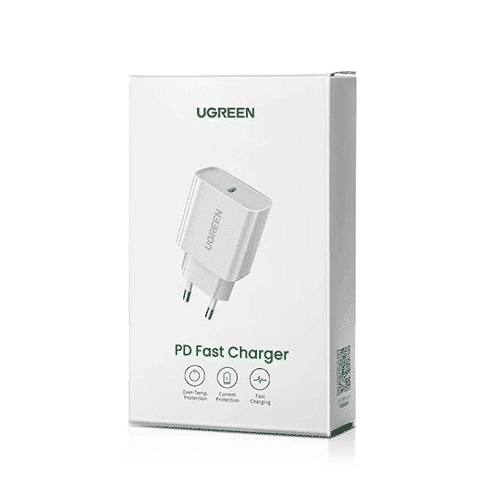 მობილურის დამტენი - Ugreen CD137 Fast Charging Port USB Type C Original Power Adapter with PD 20W EU White